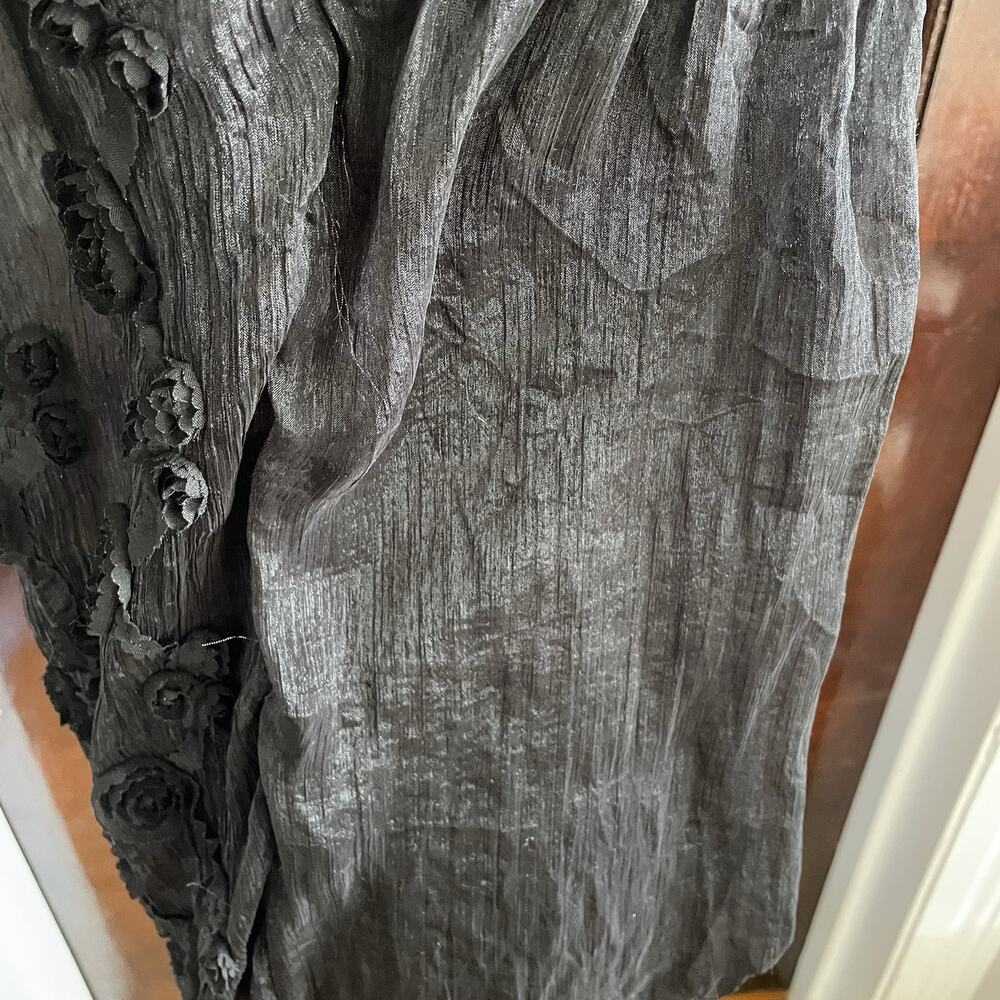 Vintage STYLE 100% Cotton Black Rosette Top Whimsygoth Goth Boho Womens MEDIUM - Picture 10 of 16